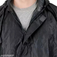 Polyester Rain Coat for Men (Black, Free Size)